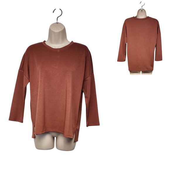 Cable & Gauge Tops - Cable & Gause Studio Yummy Sand washed Supersoft 3/4 Sport Size Small
